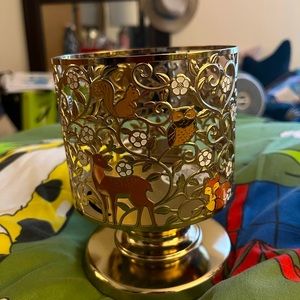 Bath and Body Works gold tone forest critter 3-wick candle holder